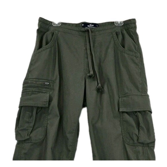 Hollister Pants Mens Medium Green Adjustable-Rise Parachute Baggy Cargo Jogger - Picture 3 of 15